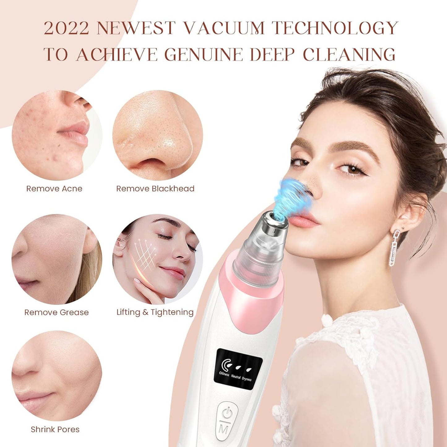 2024 Newest Blackhead Remover Pore Vacuum,Facial Pore Cleaner-5 Suction Power,5 Probes,Usb Rechargeable Blackhead Vacuum Kit Electric Acne Extractor Tool for Adult